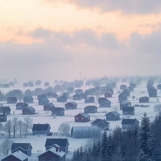 冰凍的城市景觀與房屋