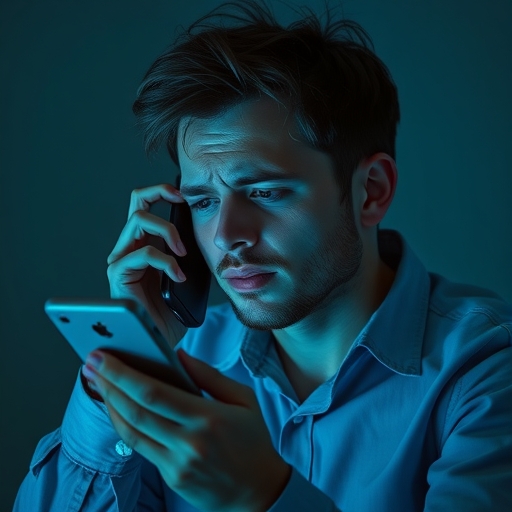 一位挫折的人正在打電話