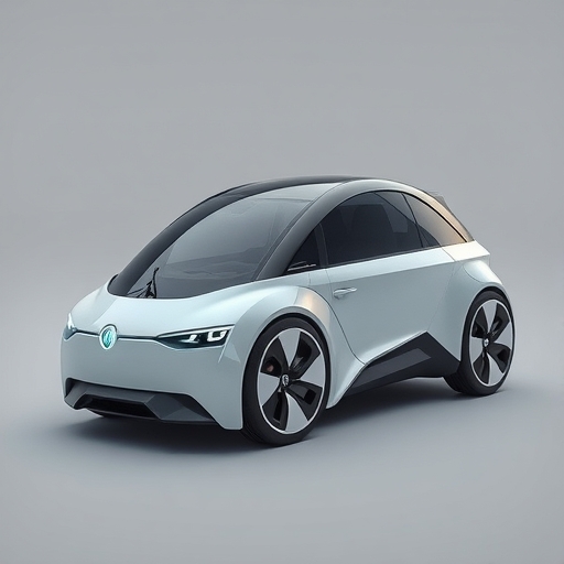 未來主義風格的電動車停在先進的停車場