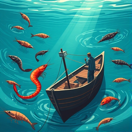 一位男子正在街頭交易白蝦