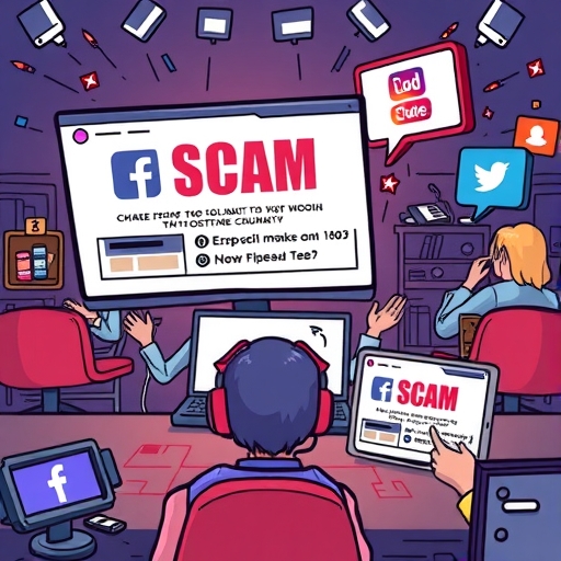 社群媒體詐騙廣告的插圖