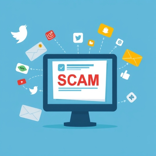 社群媒體詐騙廣告的插圖