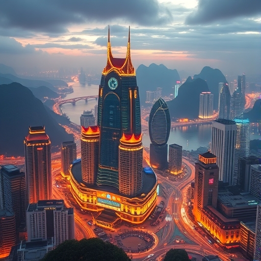 重慶城市的夜景與獨特建築