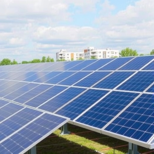 太陽能板在陽光下發電