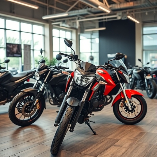 摩托車展廳內的摩托車