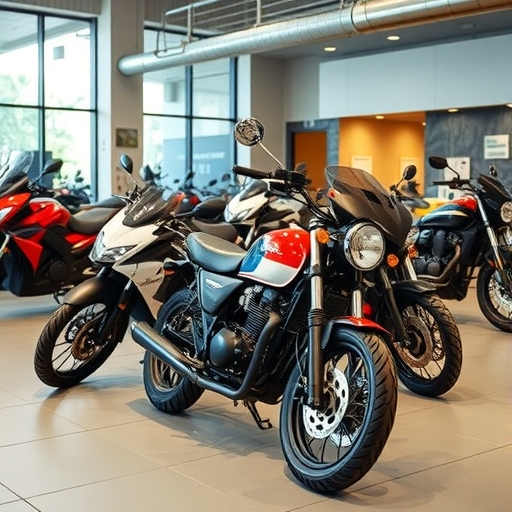 摩托車展廳內的摩托車