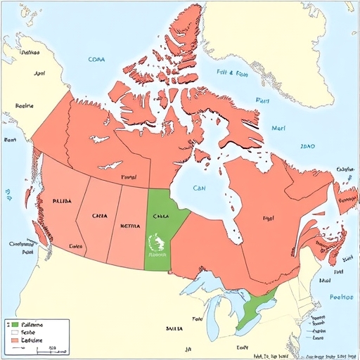 加拿大和巴勒斯坦的政治地圖