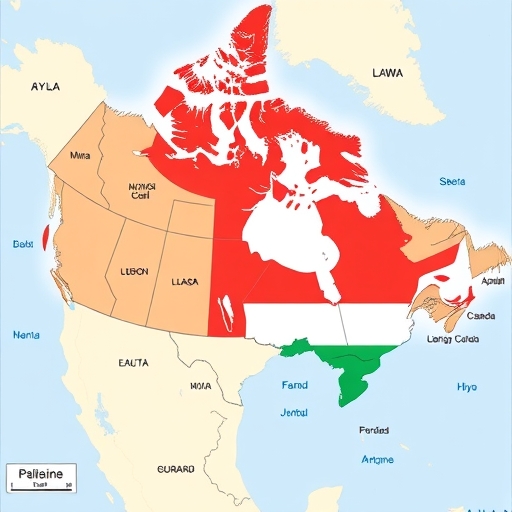 加拿大和巴勒斯坦的政治地圖