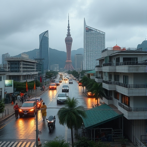 颱風正在襲擊台灣