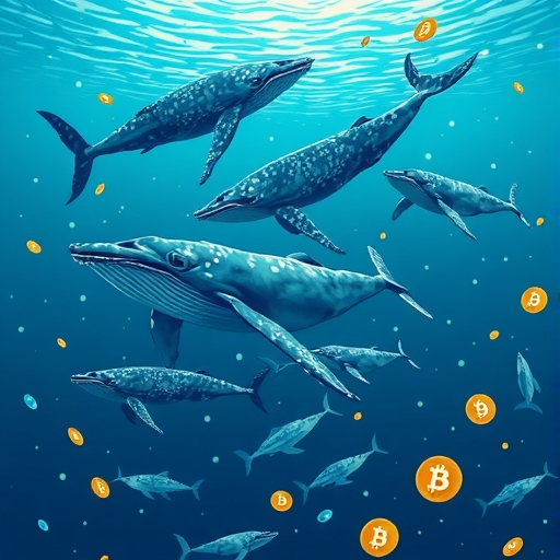 一隻巨大的鯨魚在加密貨幣的大海中游泳