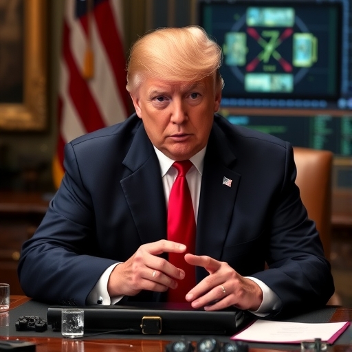 川普在講台上談及半導體關稅