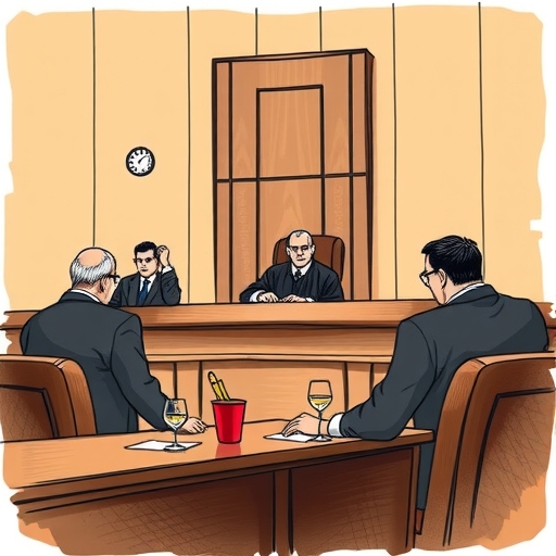 法庭上法官們的正式場景