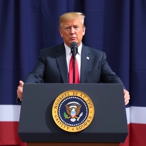 川普在講台上發言