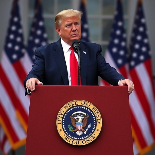 川普在講台上發言