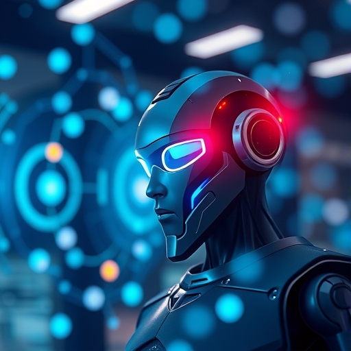 一位工程師正在操作人工智慧技術設備