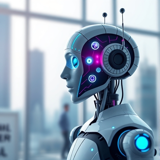 一位男性在辦公室使用電腦進行人工智慧相關工作