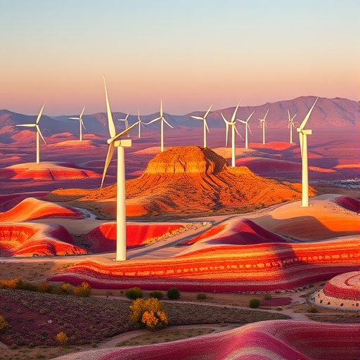 一片充滿活力的風力發電機景觀