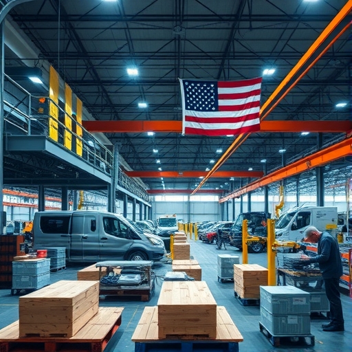 美國製造環境中的生產線