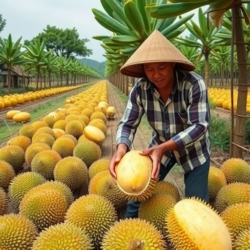 亞洲農民正在採收榴槤