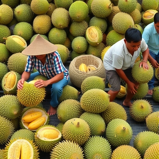 亞洲農民正在採收榴槤