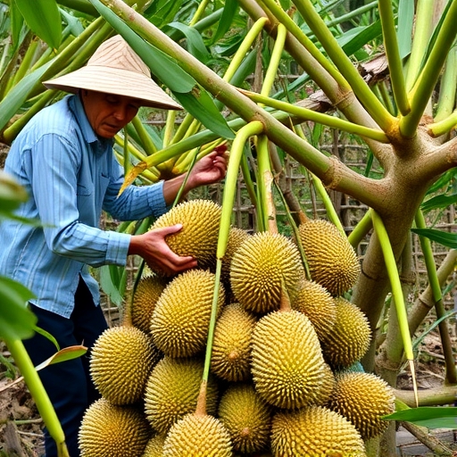 亞洲農民正在採收榴槤