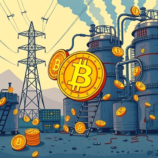比特幣挖礦能源危機的示意圖