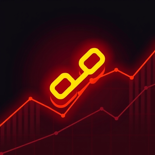 Chainlink logo on a rising graph