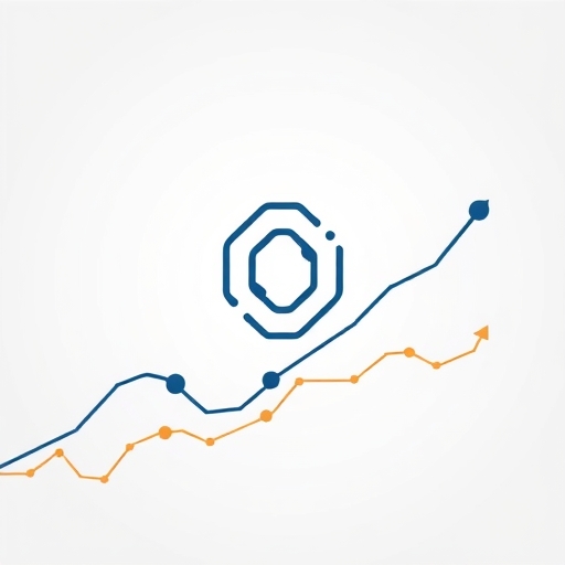 Chainlink logo on a rising graph