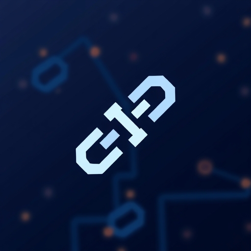 Chainlink 標誌配以區塊鏈背景