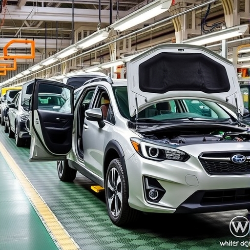 電動車生產線的組裝畫面