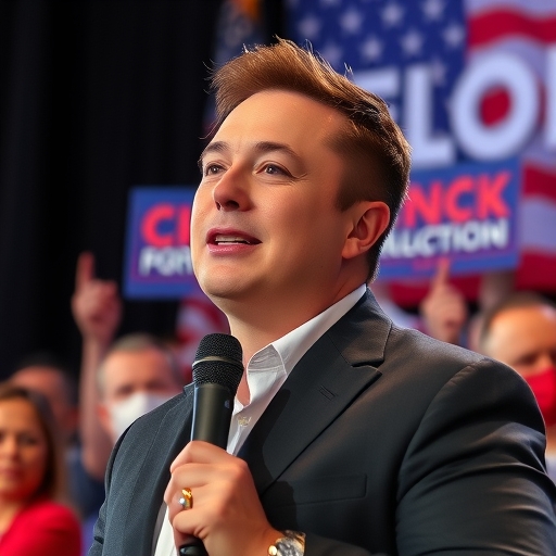 埃隆·馬斯克在政治集會上的演講場景