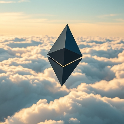 以太坊符號漂浮在雲端上方
