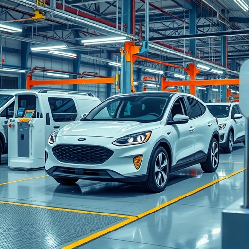 福特電動車工廠內部自動化生產線