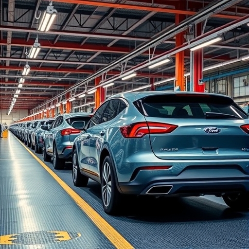 福特電動車工廠內部生產線