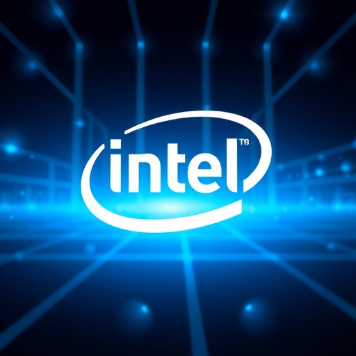 英特爾標誌與未來感背景