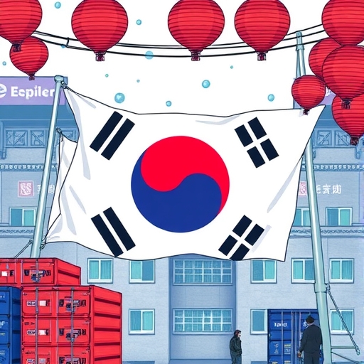 美國與韓國簽署貿易協議的場景