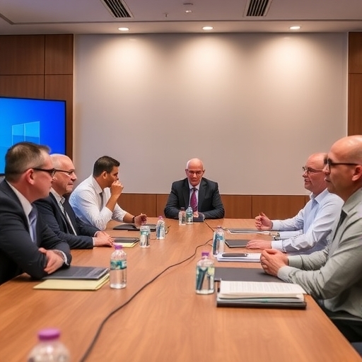 一位男子正在董事會會議中討論