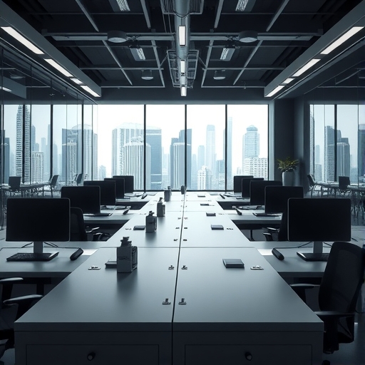 Meta AI辦公室內空無一人的桌子