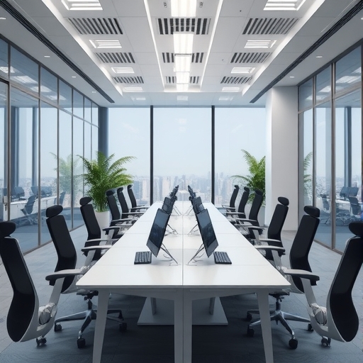 Meta AI辦公室內空無一人的桌子