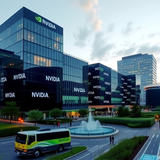 一座搭載AI技術的輝達大樓