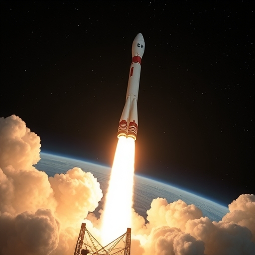 SpaceX火箭正在太空中升空