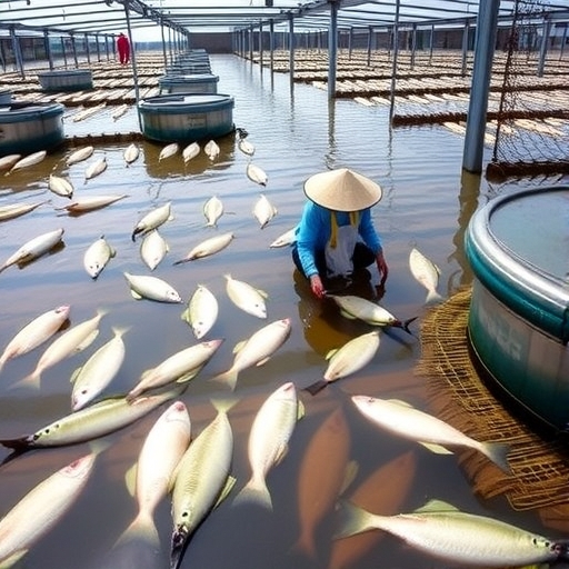 台灣水產養殖場中的台灣鯛養殖區