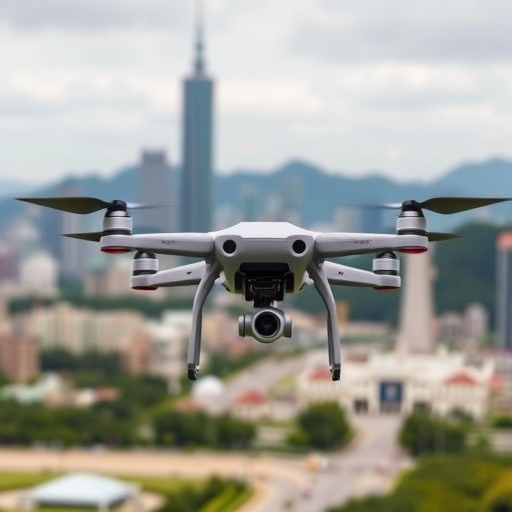 無人機在測試場景飛行