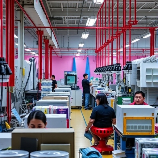 台灣半導體工廠內繁忙的活動場景