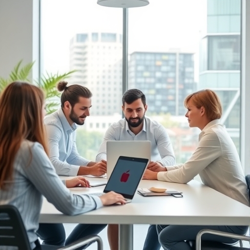 現代辦公室中的科技會議