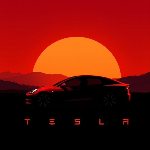 一輛特斯拉汽車的輪廓