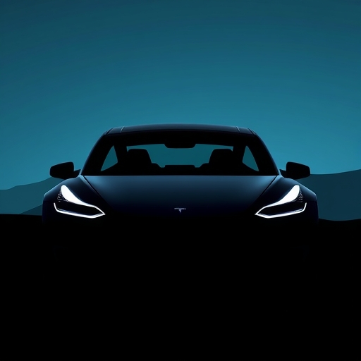一輛特斯拉汽車的輪廓