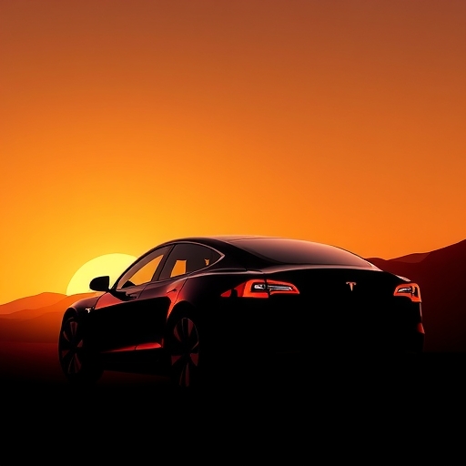 一輛特斯拉汽車的輪廓