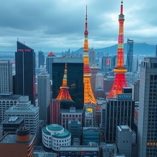 東京天際線在市場崩盤期間
