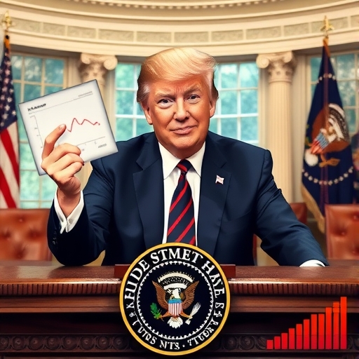 川普在白宮旁展示經濟圖表